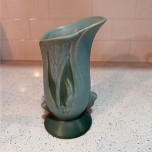 Vintage Blue-Green Roseville Pottery Vase
